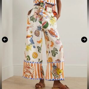 ALEMAIS THEO PRINTED LINEN + COTTON High Waisted Pants / Trousers / AU 6 / US 2